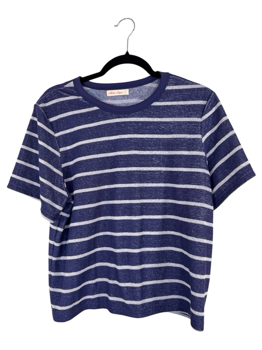 Marine Layer Blue White Striped Short Sleeve Tee Shirt Womens L Classic Casual